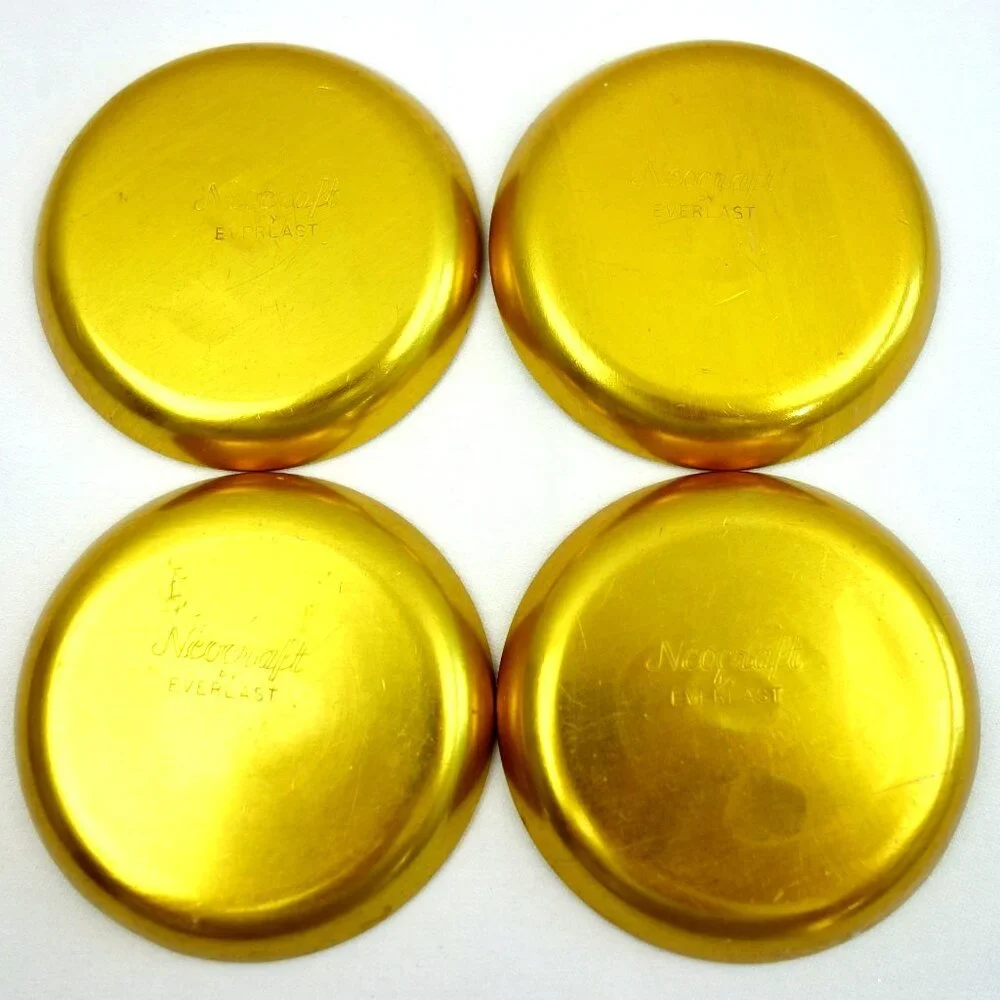 Vintage Neocraft by Everlast Gold‎ Anodized Aluminum Coasters  Set of 4